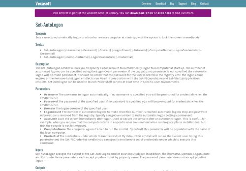 
                            9. The Set-Autologon cmdlet for Windows PowerShell - Vexasoft