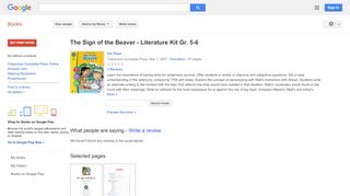
                            10. The Sign of the Beaver - Literature Kit Gr. 5-6