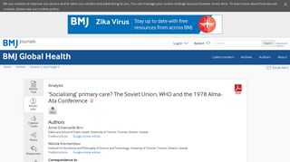 
                            7. The Soviet Union, WHO and the 1978 Alma-Ata ... - BMJ Global Health