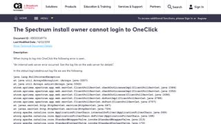 
                            2. The Spectrum install owner cannot login to OneClick - Login - CA ...