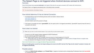 
                            4. The Splash Page is not triggered when Android devices connect to WiFi