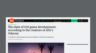 
                            8. The state of iOS game development, according to the creators of Alto's ...