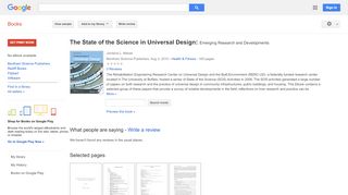 
                            11. The State of the Science in Universal Design: Emerging Research ... - Google बुक के परिणाम