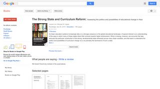 
                            10. The Strong State and Curriculum Reform: Assessing the politics and ... - Google बुक के परिणाम