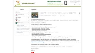 
                            12. The Student portal is in Cockpit now! - Science South Tyrol