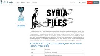 
                            10. The Syria Files - ATTENTION: Log in to 12manage now to avoid ...