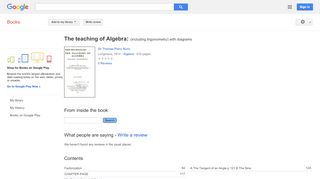 
                            12. The teaching of Algebra: (including trigonometry) with diagrams