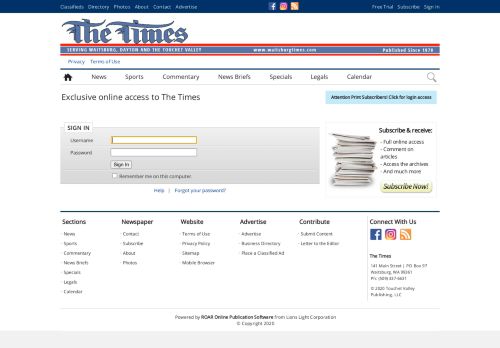 
                            8. The Times Login Page