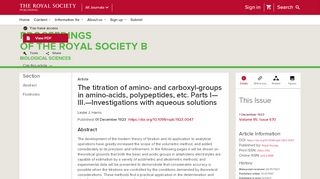 
                            7. The titration of amino- and carboxyl-groups in amino-acids ...