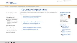 
                            4. The TOEFL Junior Tests: TOEFL Junior Standard Sample Questions