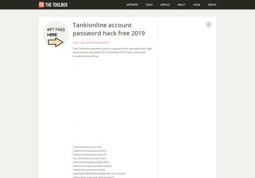 
                            13. The Toolbox » Tankionline account password hack free 2018 » Tools