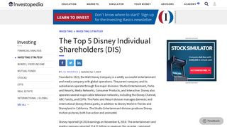 
                            6. The Top 5 Disney Individual Shareholders (DIS) - Investopedia