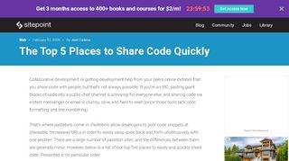 
                            11. The Top 5 Places to Share Code Quickly — SitePoint
