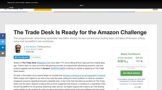 
                            9. The Trade Desk Is Ready for the Amazon Challenge -- The Motley Fool