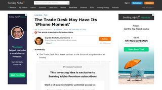 
                            10. The Trade Desk May Have Its 'iPhone Moment' - Seeking Alpha
