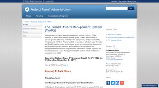 
                            3. The Transit Award Management System (TrAMS) | Federal Transit ...