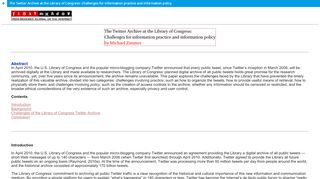 
                            11. The Twitter Archive at the Library of Congress: Challenges for ...
