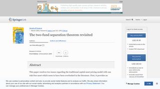 
                            11. The two-fund separation theorem revisited | SpringerLink