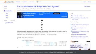 
                            10. The UI can't control the Philips Hue Color lightbulb - Stack Overflow