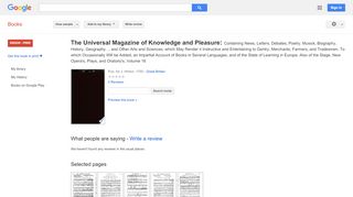 
                            8. The Universal Magazine of Knowledge and Pleasure: Containing News, ...