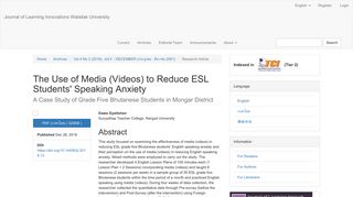 
                            10. The Use of Media (Videos) to Reduce ESL Students' Speaking Anxiety ...