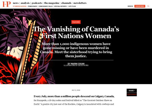 
                            12. The Vanishing of Canada's First Nations Women – Foreign Policy