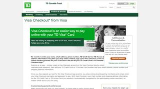 
                            11. The Visa Checkout service from Visa - TD Canada Trust