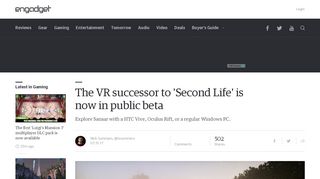 
                            8. The VR successor to 'Second Life' is now in public beta - Engadget