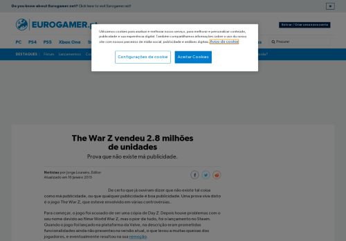 
                            11. The War Z vendeu 2.8 milhões de unidades • Eurogamer.pt
