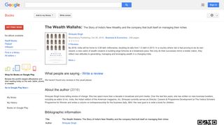 
                            12. The Wealth Wallahs: The Story of India's New Wealthy and the company ...