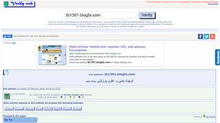 
                            13. The Web Verification Company - site info for: tb1391.blogfa.com ...