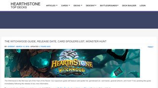 
                            12. The Witchwood Guide, Release Date, Card Spoilers List, Monster Hunt