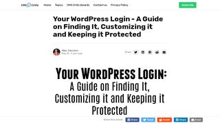 
                            12. The WordPress Login: Finding it, Customizing it and ... - CMS Critic