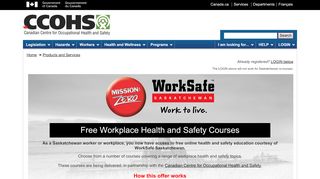 
                            10. the WorkSafe Saskatchewan course list page - CCOHS - Canadian ...