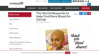 
                            10. The World Responds to Help Find Rare Blood for Zainab | OneBlood