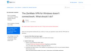 
                            3. The ZenMate VPN for Windows doesn't connect/work. What should I ...
