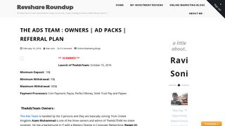 
                            5. TheAdsTeam : Owners | Ad Packs | Referral Plan - Revshare Roundup