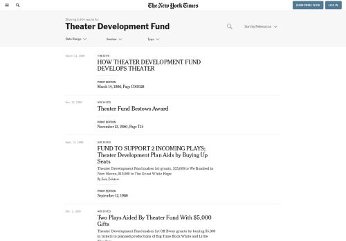 
                            8. Theater Development Fund - The New York Times