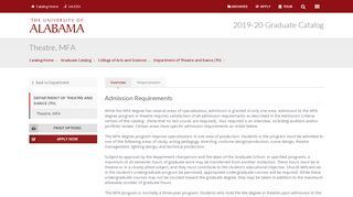 
                            10. Theatre, MFA | University of Alabama - UA academic catalog