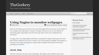 
                            10. TheGeekery - Using Nagios to monitor webpages