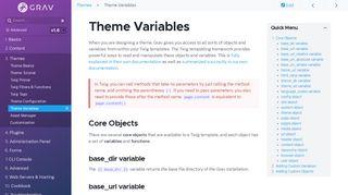 
                            2. Theme Variables | Grav Documentation