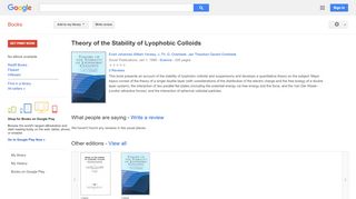 
                            13. Theory of the Stability of Lyophobic Colloids