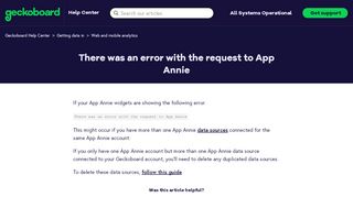 
                            8. There was an error with the request to App Annie – Geckoboard Help ...