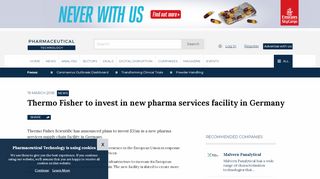 
                            13. Thermo Fisher to invest in new pharma services facility in Germany
