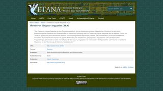 
                            8. Thesaurus Linguae Aegyptiae (TLA) | ETANA