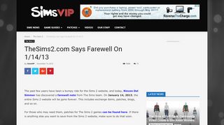 
                            4. TheSims2.com Says Farewell On 1/14/13 | SimsVIP