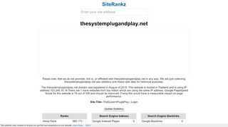 
                            8. thesystemplugandplay.net: TheSystemPlug&Play | Login - SiteRankz