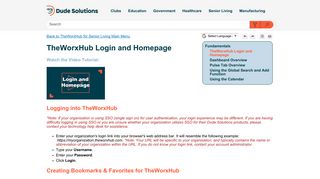 
                            2. TheWorxHub Login and Homepage - Dude Solutions' Online Help