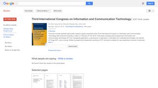 
                            13. Third International Congress on Information and Communication ... - Google Books Result