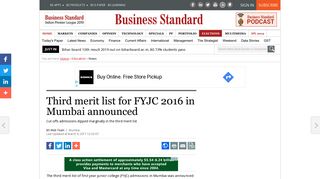 
                            12. Third merit list for FYJC 2016 in Mumbai announced | Business ...
